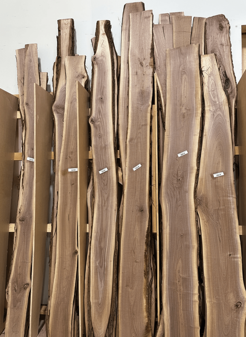 4/4 (1") Live Edge Walnut 8' - 13' (8" to 12" Wide) - Kingma Lumber