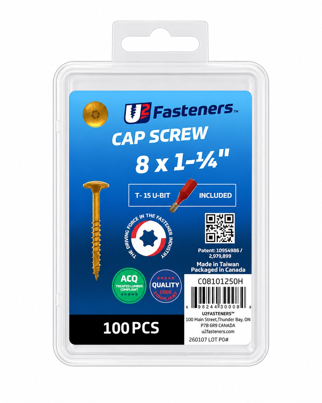 U2 Cap Screw  8 x 1 1/4" - Handy Pack (100 pcs)