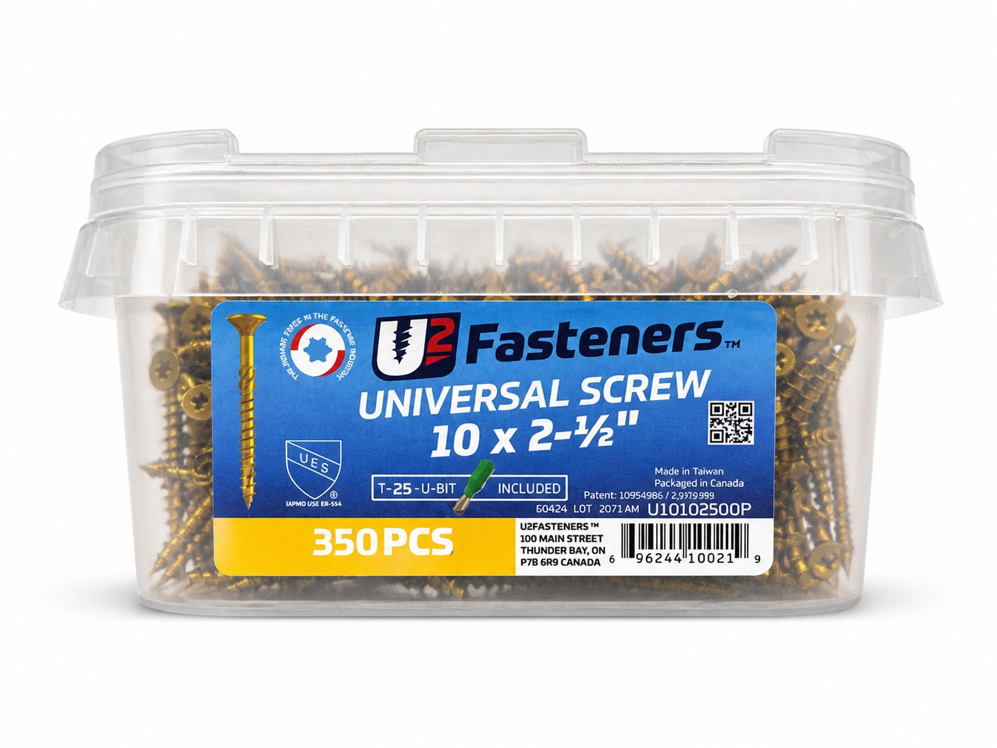 U2 Universal Screw Black Coated 10 x 2-1/2" - Pail (350pc)