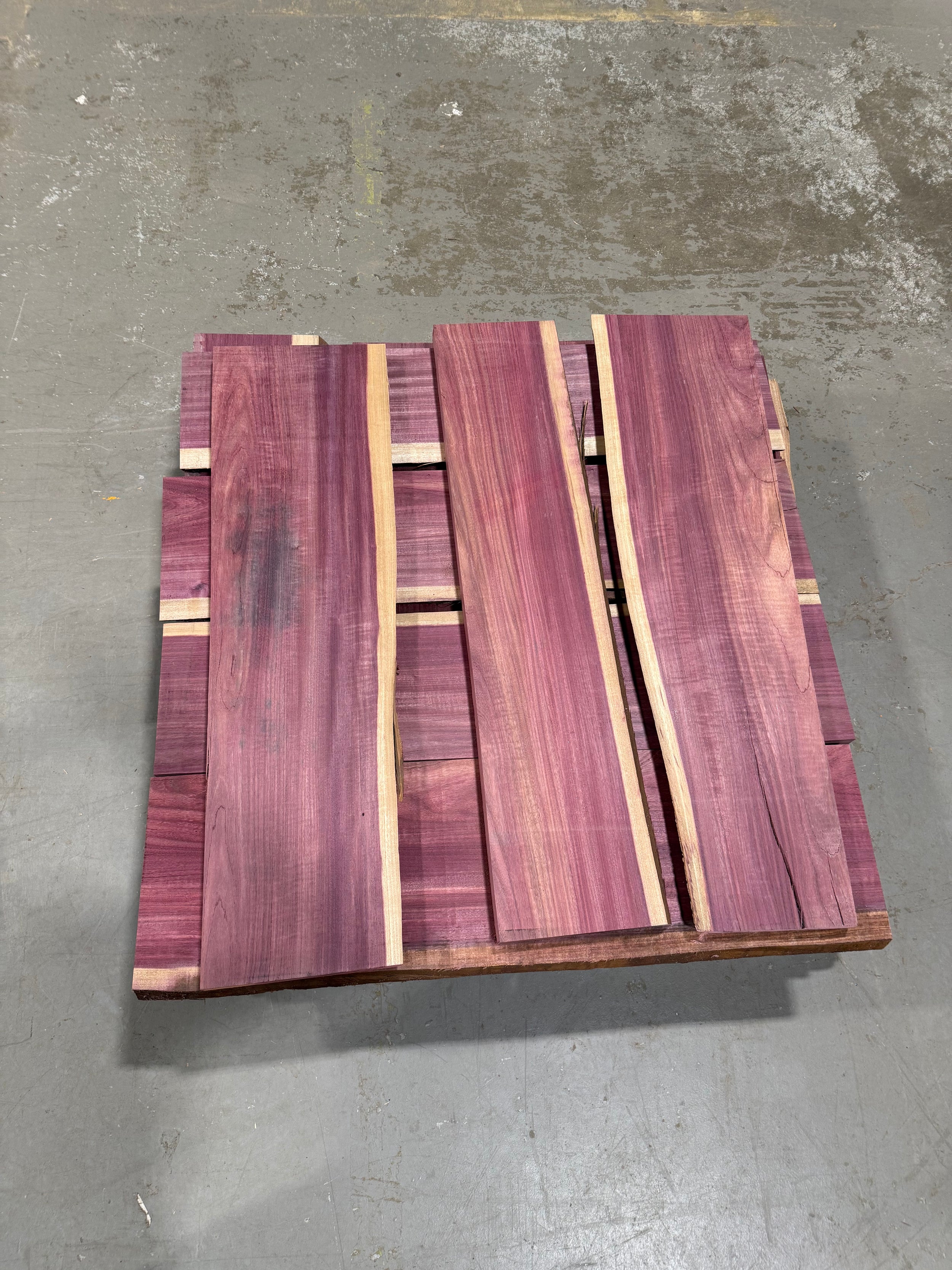 5/4 Purple Heart Live Edge Flat Rate 40”L  x 7-10” wide