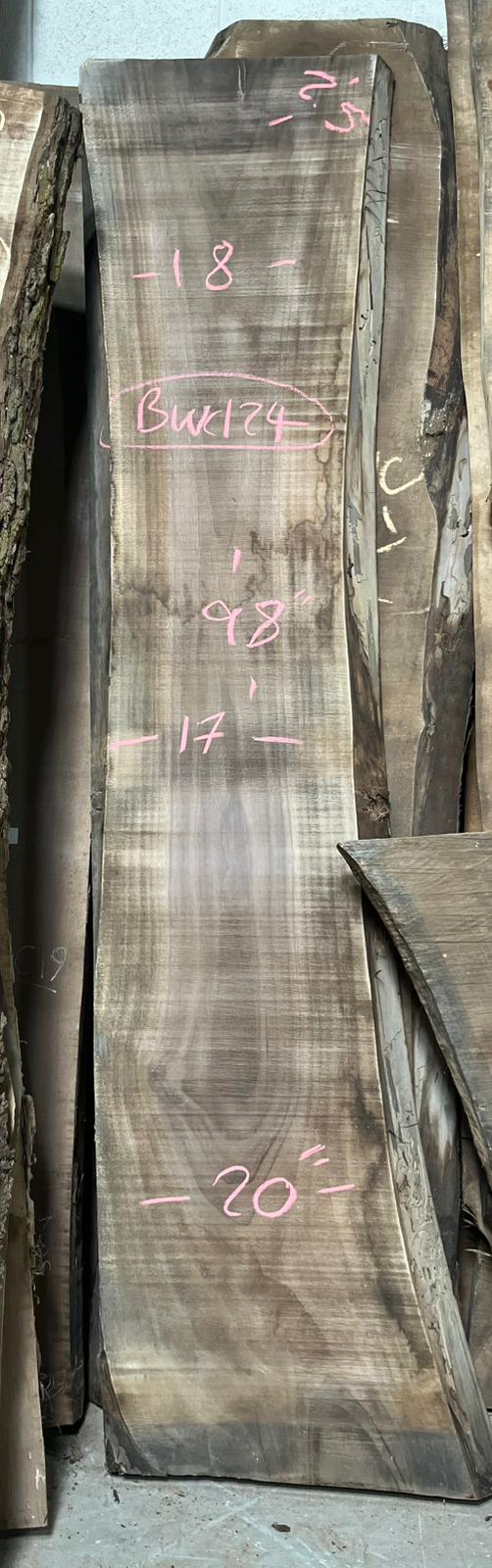 Black Walnut Live Edge Slab BWC124