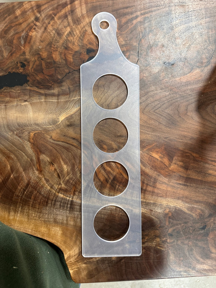 Beer Flight Board Acrylic Router Template - 13.5" x 3.5" | 2" Hole Diameter - Templates - Kingma Lumber Edmonton