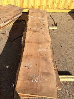 Black Walnut Live Edge Slab BWC72 (20-23x106x2) - Kingma Lumber Edmonton