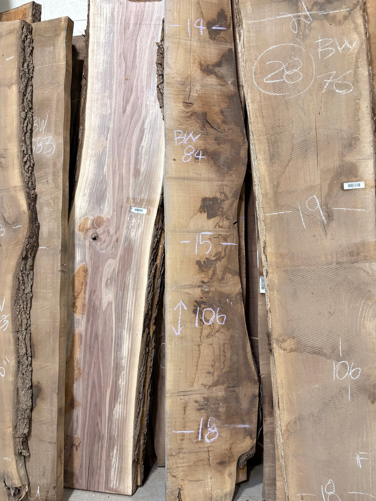 Black Walnut Live Edge Slab BWC84 (14-18x106x2) - Kingma Lumber Edmonton