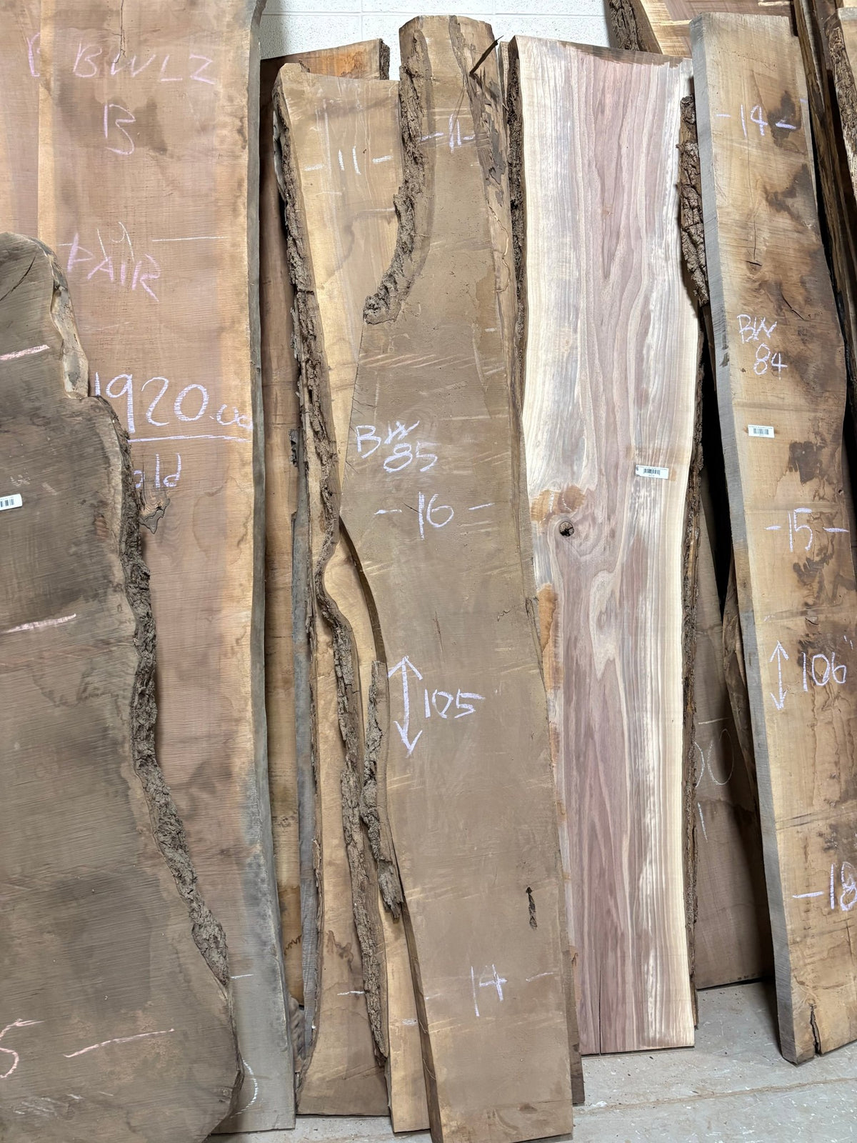 Black Walnut Live Edge Slab BWC85 (11-16x105x2) - Kingma Lumber Edmonton