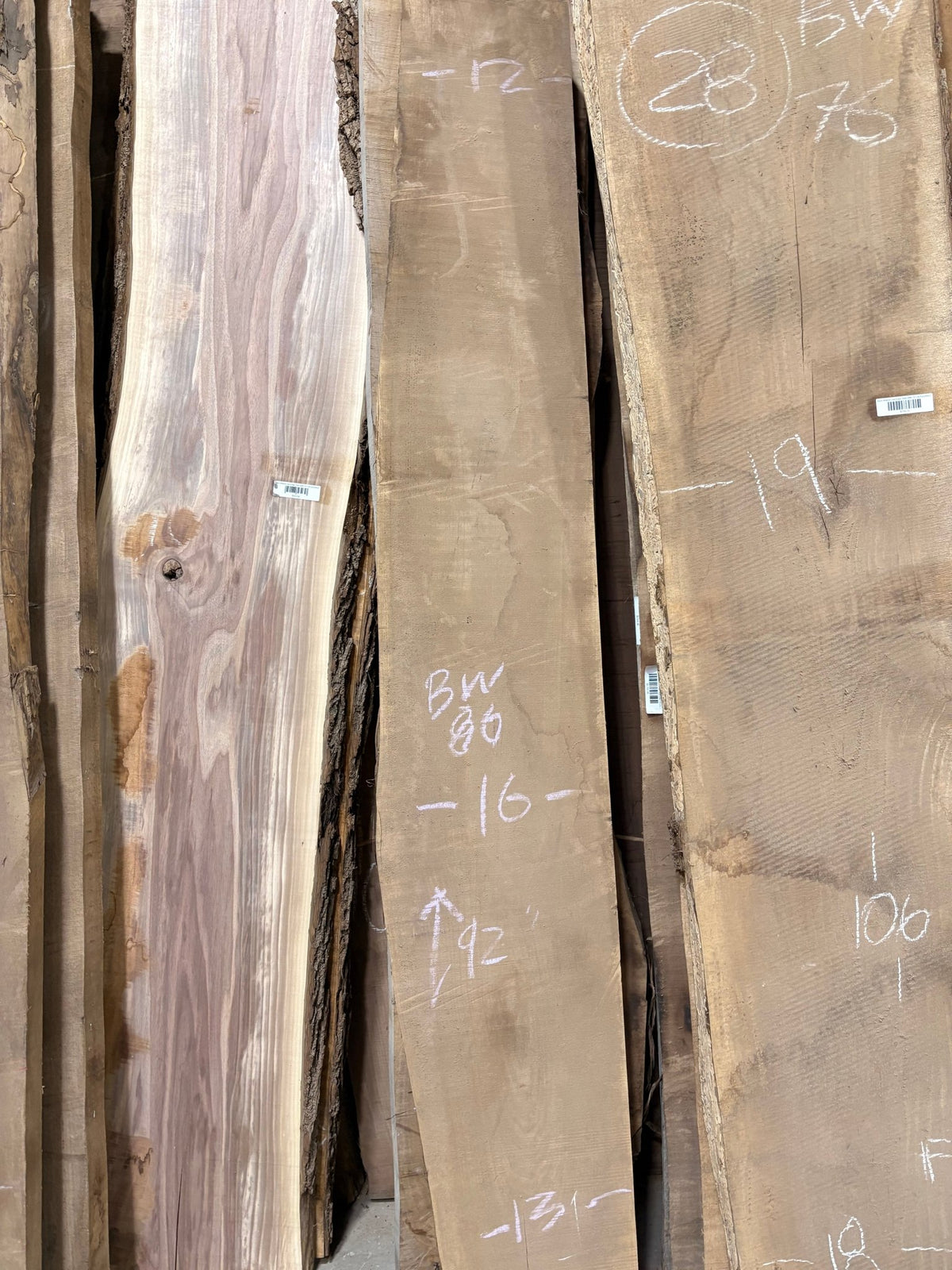 Black Walnut Live Edge Slab BWC86 (12-16x92x2) - Kingma Lumber Edmonton