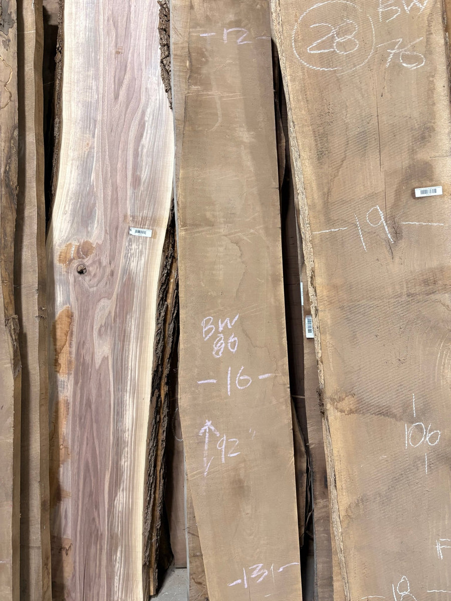 Black Walnut Live Edge Slab BWC86 (12-16x92x2) - Kingma Lumber Edmonton