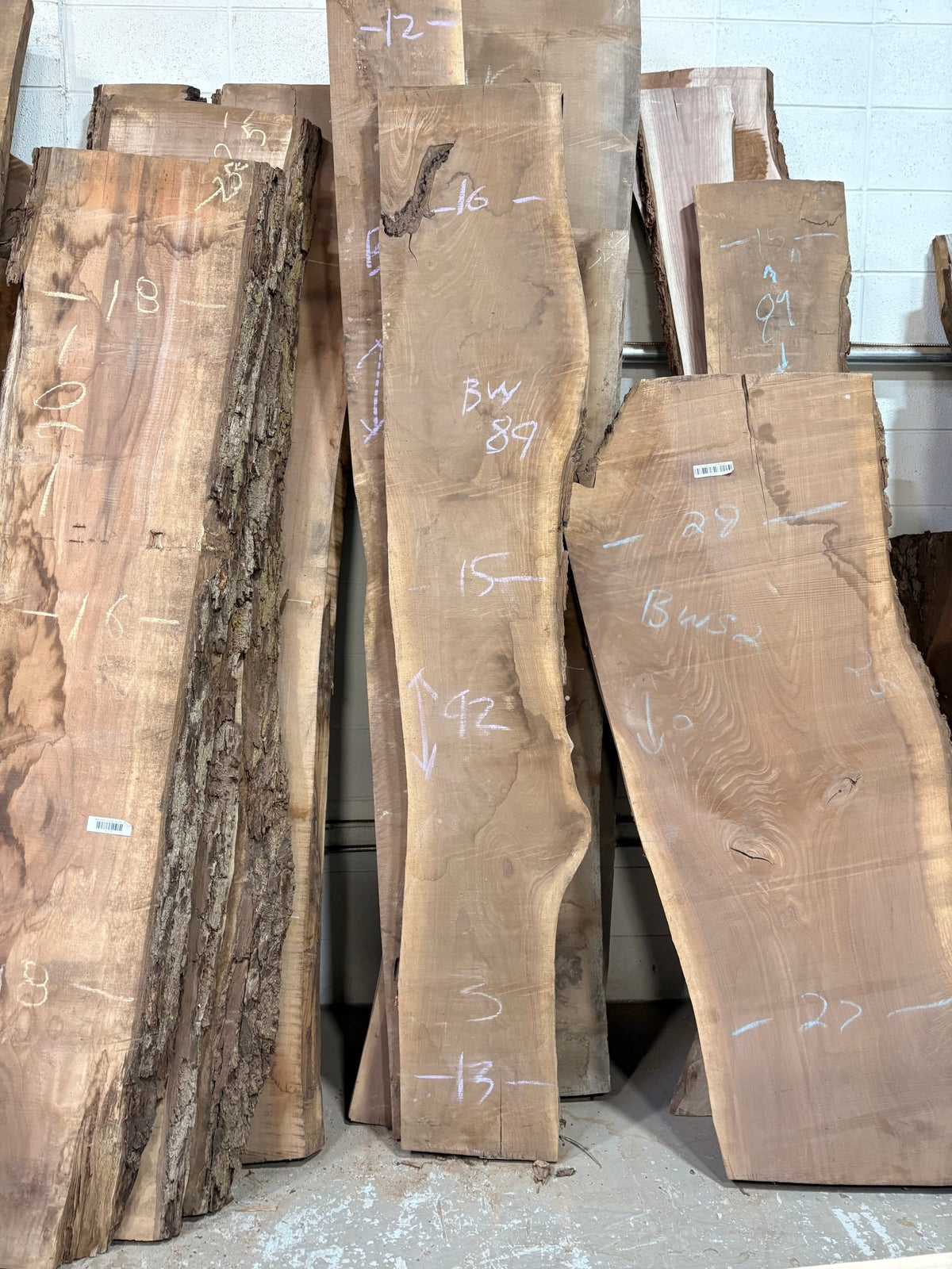 Black Walnut Live Edge Slab BWC89 (13-16x92x2) - Kingma Lumber Edmonton