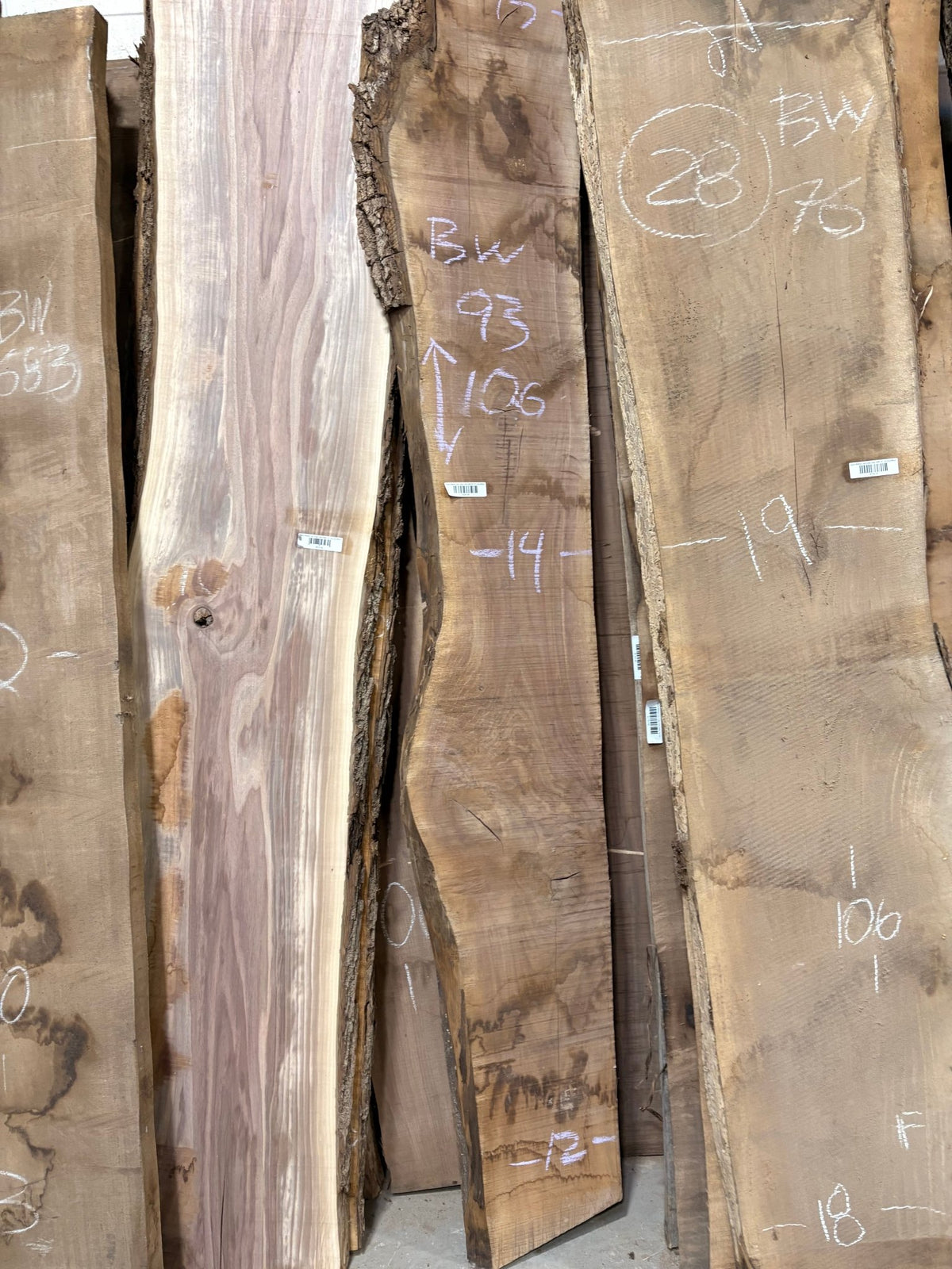 Black Walnut Live Edge Slab BWC93 (12-14x106x2) - Kingma Lumber Edmonton