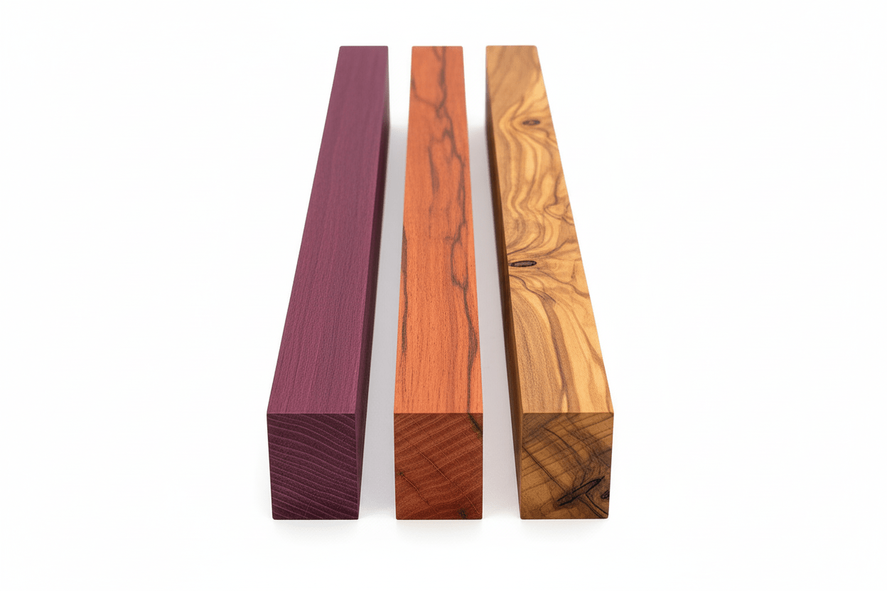 Exotic Hardwood Cutting Board Pack - 18" Purple Heart, Padauk & Olive Wood - Kingma Lumber