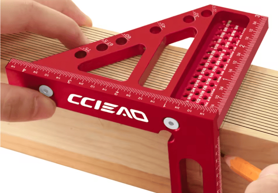 Imperial 3D Multi - Angle Measuring Ruler - 45/90 Degree Aluminum Alloy Woodworking Square Protractor - Kingma Lumber