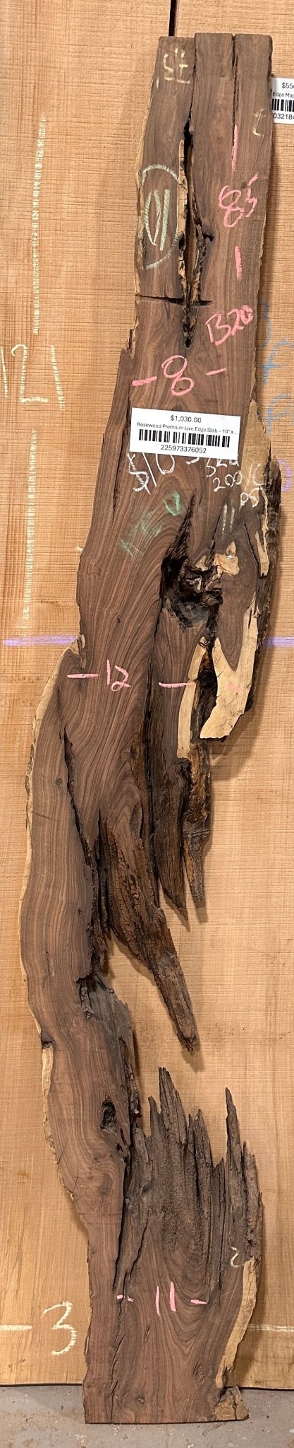 Rosewood Premium Live Edge Slab – 10" x 85" x 8/4 (B20) - Kingma Lumber