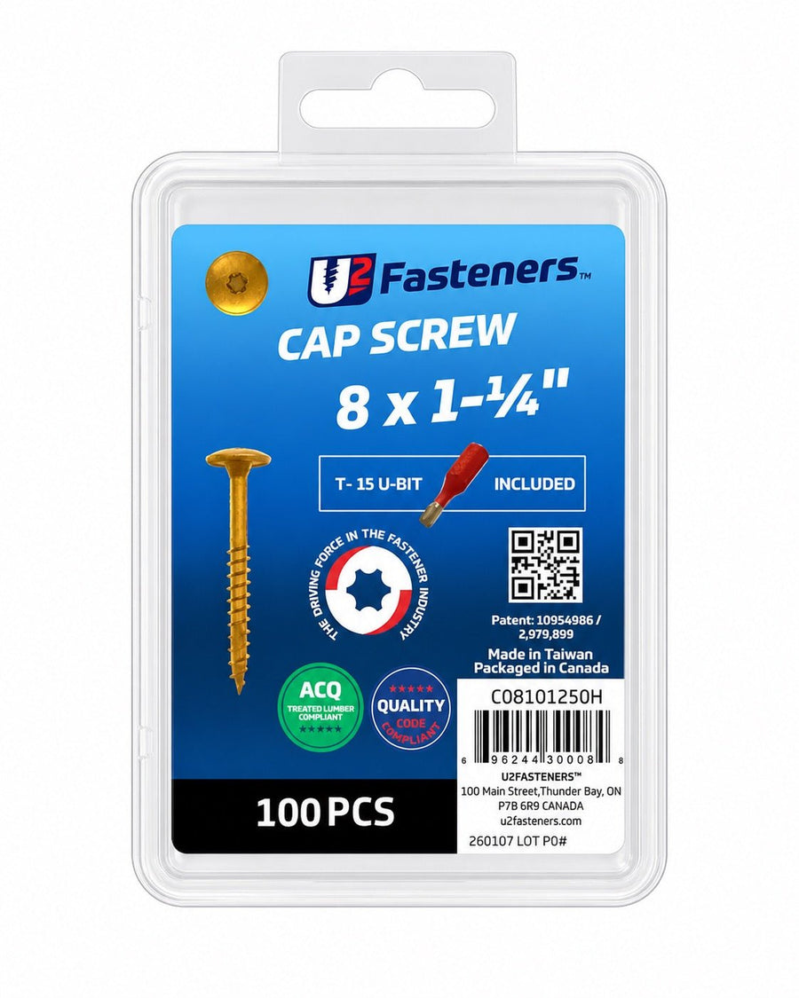 U2 Cap Screw 8 x 1 1/4" - Handy Pack (100 pcs) - Kingma Lumber Edmonton