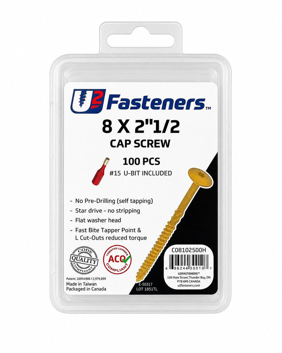 U2 Cap Screw 8 x 2 1/2" - Handy Pack (100 pcs) - Kingma Lumber Edmonton