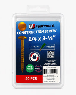 U2 Construction Screw Coated 1/4 x 3-1/8" - Handy Pack (40 pcs) - Kingma Lumber Edmonton