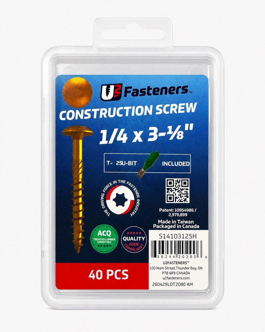 U2 Construction Screw Coated 1/4 x 3-1/8" - Handy Pack (40 pcs) - Kingma Lumber Edmonton