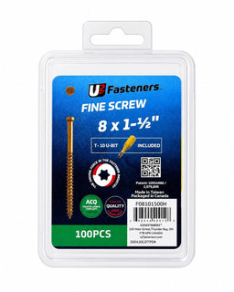 U2 Fine Screw Interior 8 x 1-1/2" - Handy Pack (100 pcs) - Kingma Lumber Edmonton