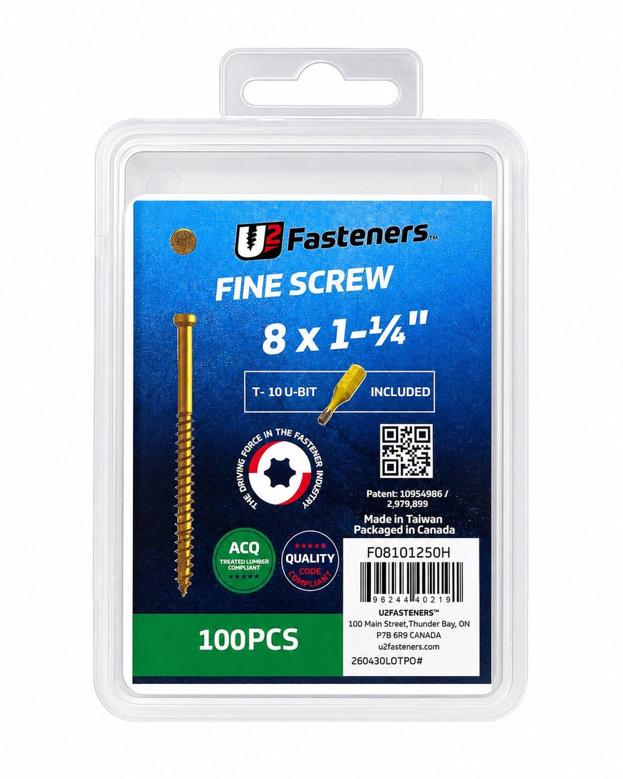 U2 Fine Screw Interior 8 x 1-1/4" - Handy Pack (100 pcs) - Kingma Lumber Edmonton