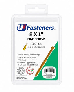 U2 Fine Screw Interior 8 x 1" - Handy Pack (100 pcs) - Kingma Lumber Edmonton