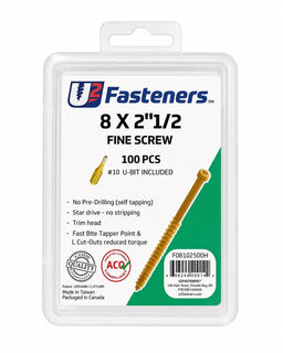 U2 Fine Screw Interior 8 x 2 1/2" - Handy Pack (100 pcs) - Kingma Lumber Edmonton
