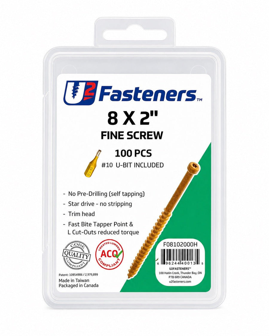 U2 Fine Screw Interior 8 x 2" - Handy Pack (100 pcs) - Kingma Lumber Edmonton