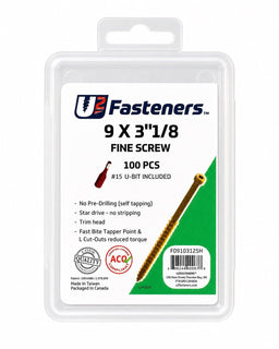 U2 Fine Screw Interior 9 x 3 1/8" - Handy Pack (100 pcs) - Kingma Lumber Edmonton