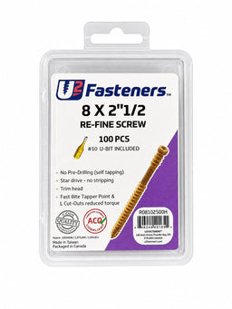 U2 Re Fine Screw Interior 8 x 2 1/2" - Handy Pack (100 pcs) - Kingma Lumber Edmonton