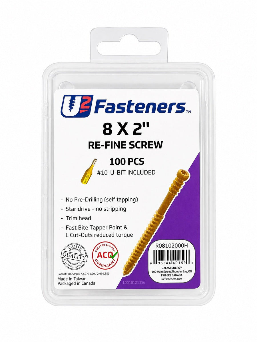 U2 Re Fine Screw Interior 8 x 2" - Handy Pack (100 pcs) - Kingma Lumber Edmonton