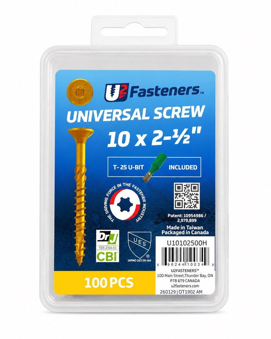U2 Universal Screw Black Coated 10 x 2-1/2" - Handy Pack (100 pcs) - Kingma Lumber Edmonton
