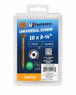 U2 Universal Screw Black Coated 10 x 3-1/8" - Handy Pack (100 pcs) - Kingma Lumber Edmonton