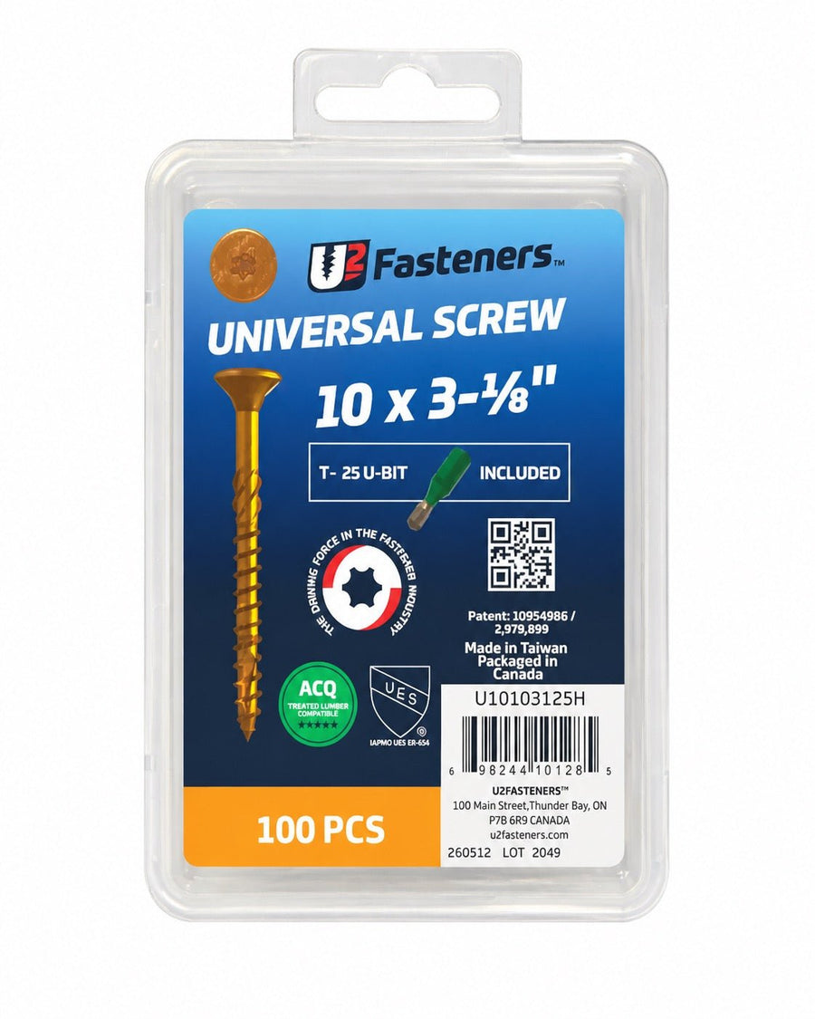 U2 Universal Screw Black Coated 10 x 3-1/8" - Handy Pack (100 pcs) - Kingma Lumber Edmonton