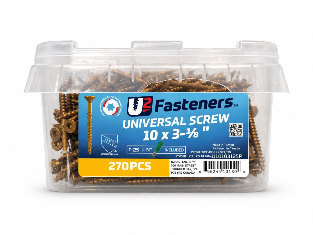 U2 Universal Screw Black Coated 10 x 3-1/8" - Pail (270pc) - Kingma Lumber Edmonton