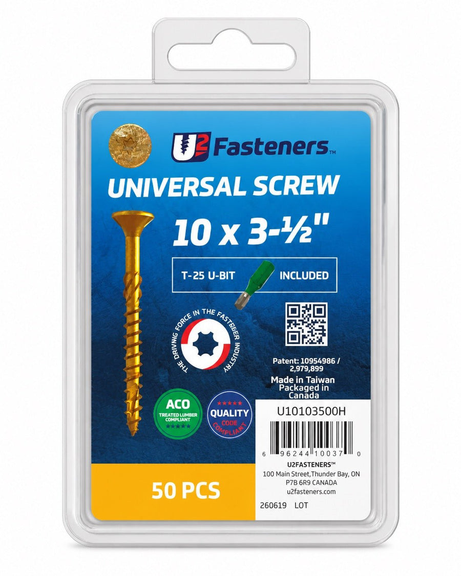 U2 Universal Screw Tan Coated 10 x 3-1/2" - Handy Pack (50 pcs) - Kingma Lumber Edmonton