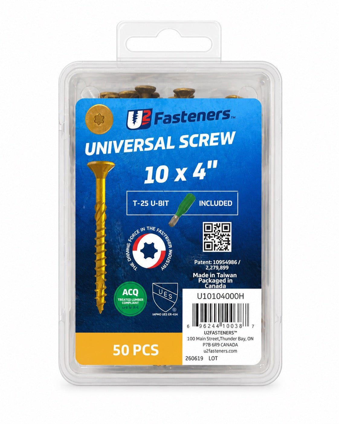 U2 Universal Screw Tan Coated 10 x 4" - Handy Pack (50 pcs) - Kingma Lumber Edmonton