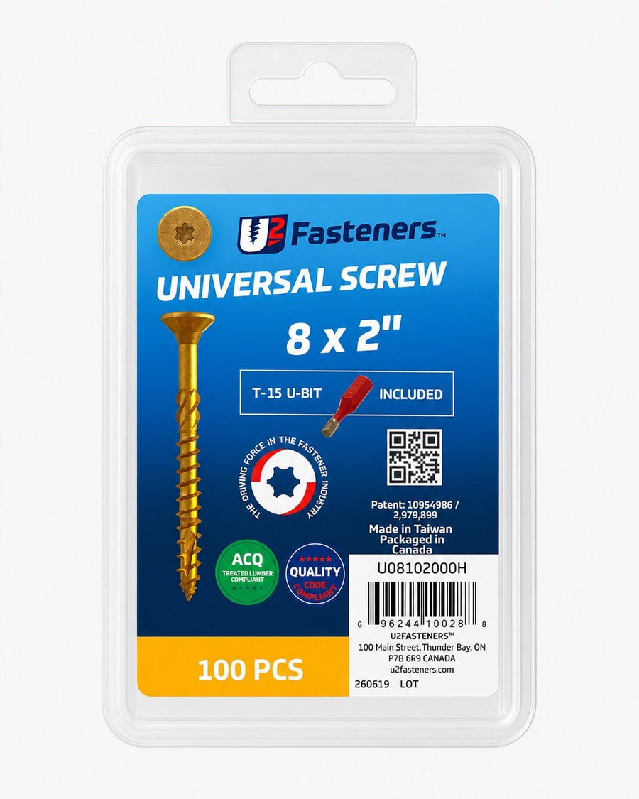 U2 Universal Screw Tan Coated 8 x 2" - Handy Pack (100 pcs) - Kingma Lumber Edmonton