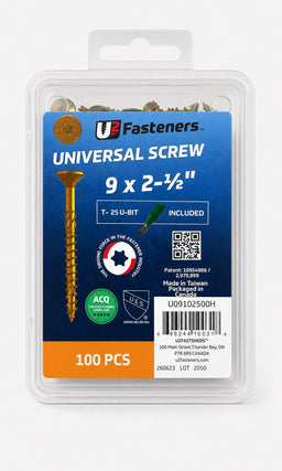 U2 Universal Screw Tan Coated 9 x 2-1/2" - Handy Pack (100 pcs) - Kingma Lumber Edmonton