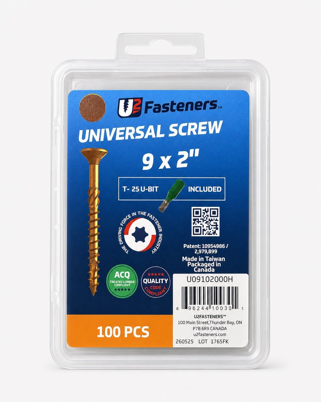 U2 Universal Screw Tan Coated 9 x 2" - Handy Pack (100 pcs) - Kingma Lumber Edmonton