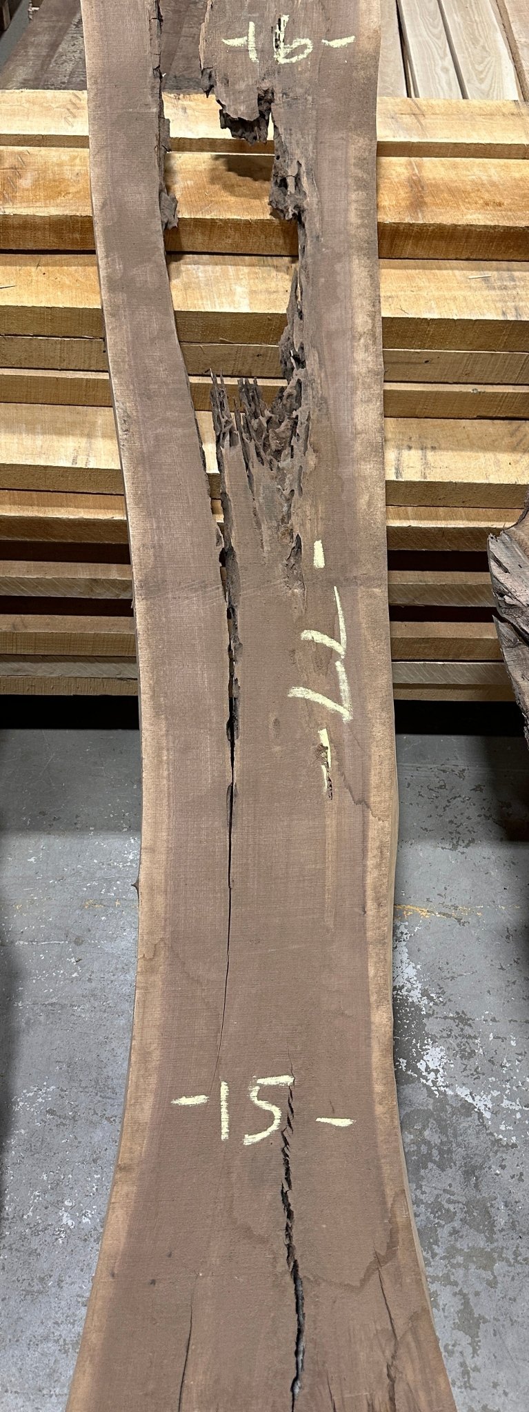 Walnut Live Edge 16" Wide, 77" Tall, 5/4" Thick WB2 - Kingma Lumber